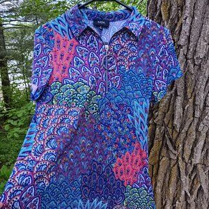 MSK Peacock Paisley Print Dress Size Medium NWT
